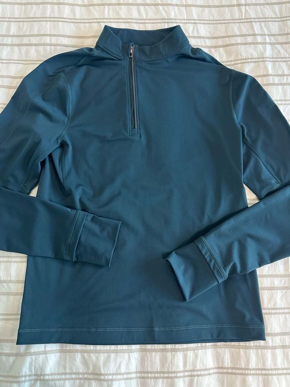 Lululemon Men Metal Vent Tech 1/2 Zip Pullover Teal Long Sleeve Athletic Shirt